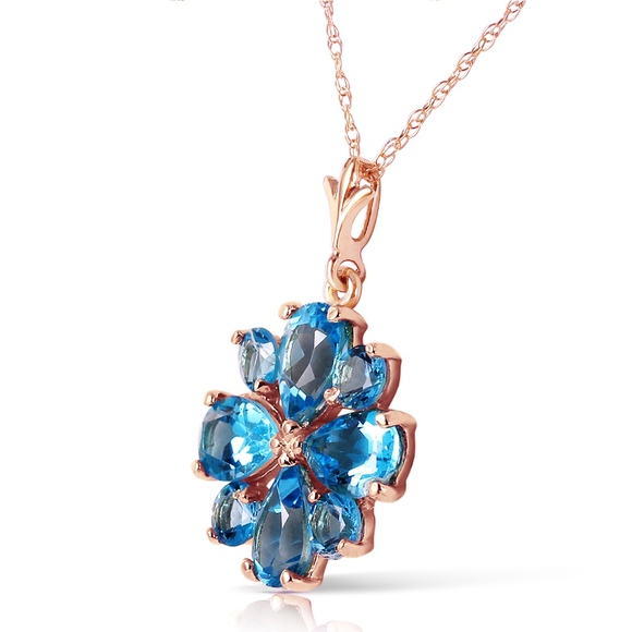 Galaxy Gold Products Jewelry - 14K. SOLID GOLD NECKLACE WITH NATURAL BLUE TOPAZ
